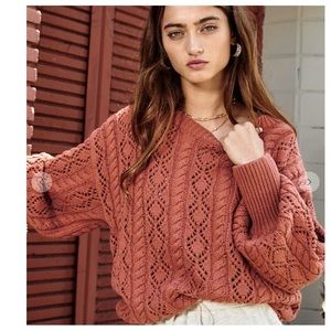 #13 Beautiful chic Long cuff Solid Cable Sweater